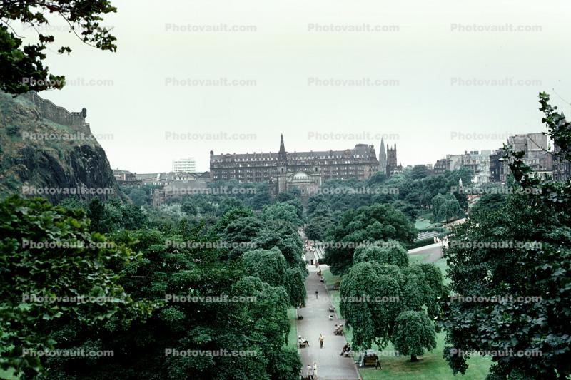 Walkway, Hill, Castle, Trees, Palace, Buildings, Scotland