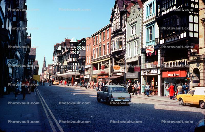 street, shops, Cars, Vehicle, Automobile, Chester, Cheshire, England