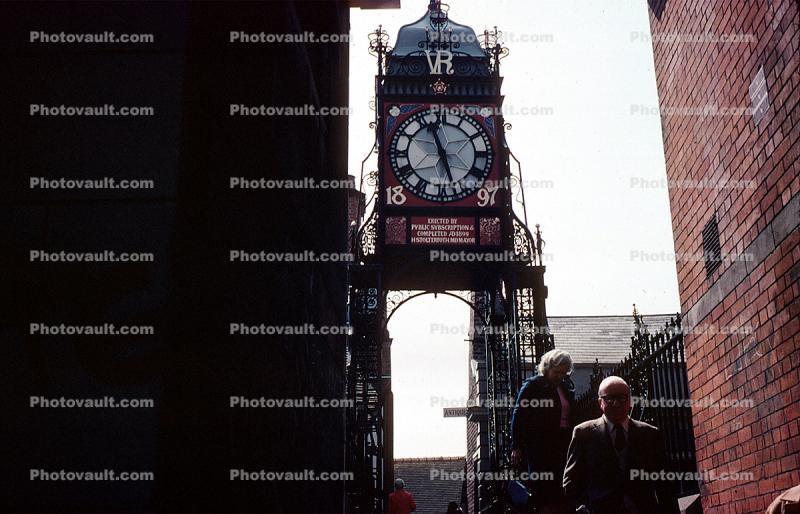 Clock Tower, 1897, Stolterfoth, Eastgate Clock, Chester, Cheshire, England, outdoor clock, outside, exterior, building