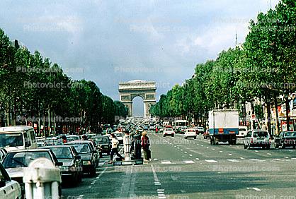 Champs-ƒlysŽes, Crosswalk, Trees, Cars, automobile, vehicles