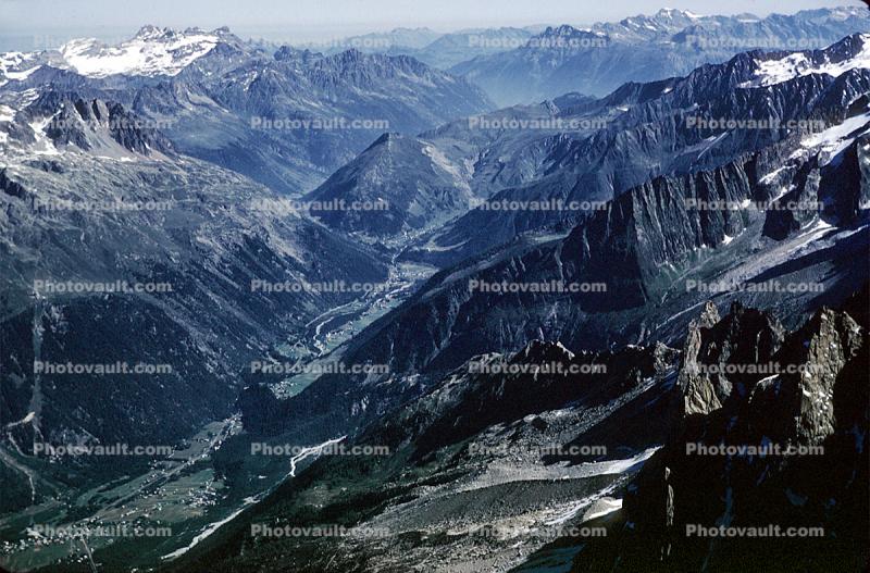 Mountains, Alps, valley, 1950s