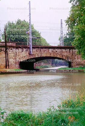 Railroad Bridge, River, Water