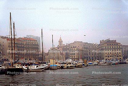 Waterfront, Boats, Docks, Fog, Foggy, Buildings