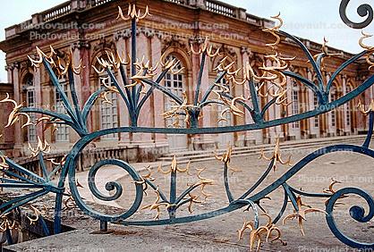 ornate, gate, fence, ironwork, opulant