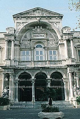 Theatre building, ornate, steps, arch, opulant
