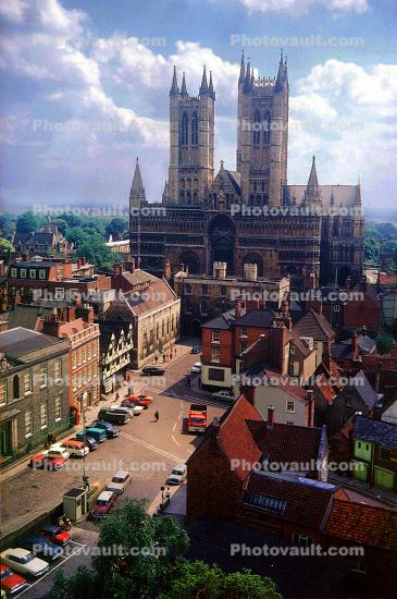 Cathedral, Street, Cars, Homes, Houses, July 1971, 1970s