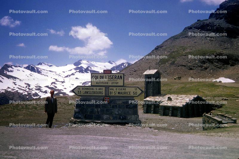 Col De L'iseran, Alps, grey-stone church, Home, House, Glacier, July 1971, 1970s