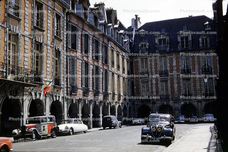 Place De Voges, 1604, Residence, Cars, Automobile, Vehicles, May 1959, 1950s