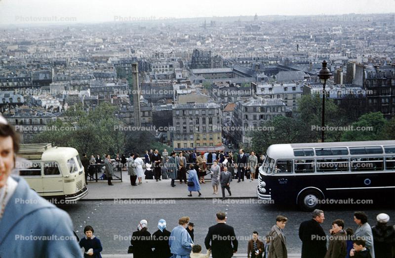 Looking down into Paris from the steps of the Sacre Cour, May 1959, 1950s