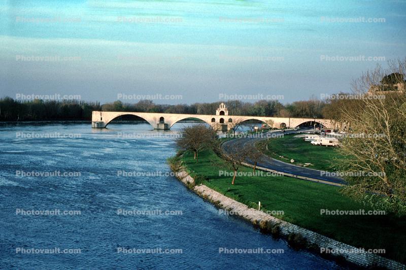 Pont Saint-Benezet Bridge, Pont d'Avignon, Rhone River, Avignon, Landmark, medieval bridge, Chapel of Saint Nicholas, ruin, Avignon