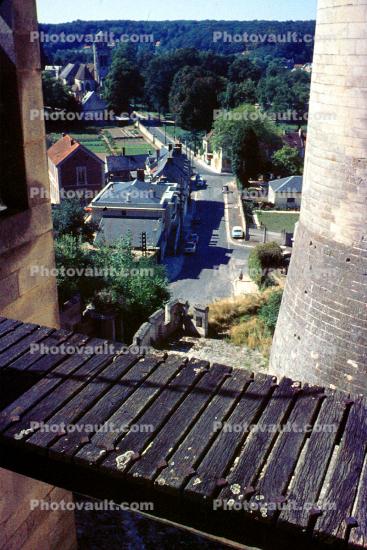 Castle, Plank, Walkway, Boardwalk, Pierrefonds, Chateau, Drawbridge, Town, 1964, 1960s