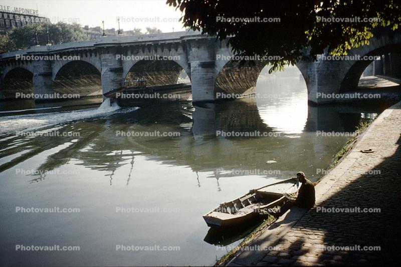 River Seine, Rowboat, Bridge, Water, Bucolic, Cottagecore