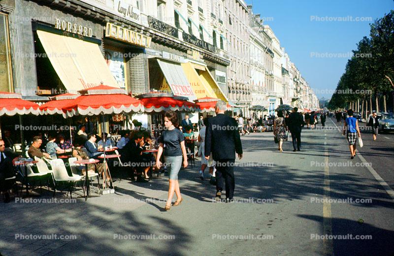 Sidewalk Cafe, Woman, Walking