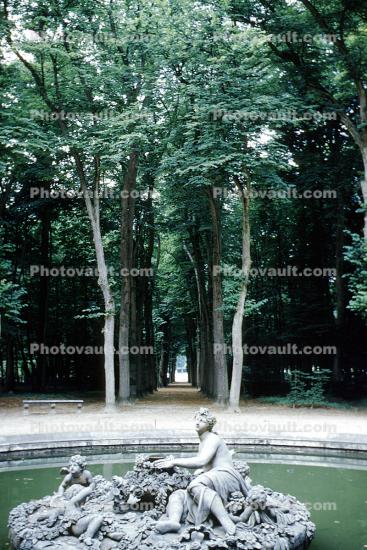 Statue, Trees, Tree-lined, Water Fountain, aquatics, pond