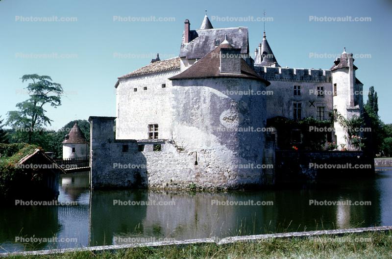 Chateau, moat, water, lake, Turret, Tower, Castle