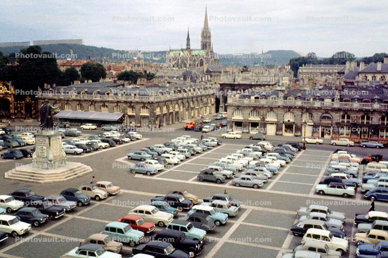 Parked Cars, Crowded, automobile, vehicles, 1950s