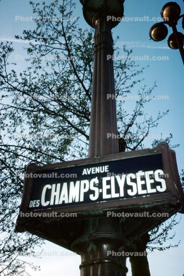 Avenue Champs-Elysees, Signage, Street, Pole, May 1978, 1970s