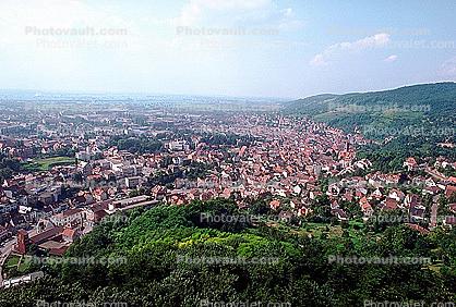 Red Roofs, Valley, Village, Town, Weinheim, Rooftops, Cityscape