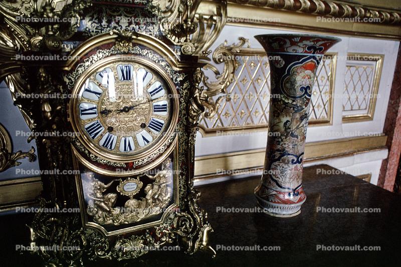Clock, Nymphenburg Castle, Schlo? Nymphenberg, Munich, roman numerals