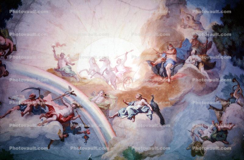 fresco, Great Hall in the main palace, ceiling painting, Fresco, Nymphenburg Castle, Schlo? Nymphenberg, Munich