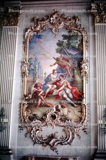 Great Hall in the main palace, ceiling painting, Fresco, Nymphenburg Castle, Schlo? Nymphenberg, Munich
