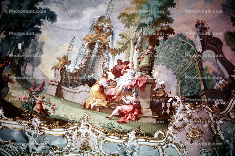 Great Hall in the main palace, ceiling painting, Fresco, Nymphenburg Castle, Schlo? Nymphenberg, Munich