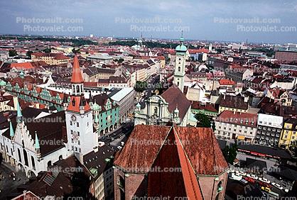Red Roofs, Rooftops, Cityscape, Munich