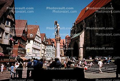 Statue, Buildings, Homes, Houses, Tubingen