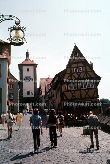 Cobblestones, Tower, Rothenburg ob der Tauber, Bavaria, Middle Franconia, Ansbach