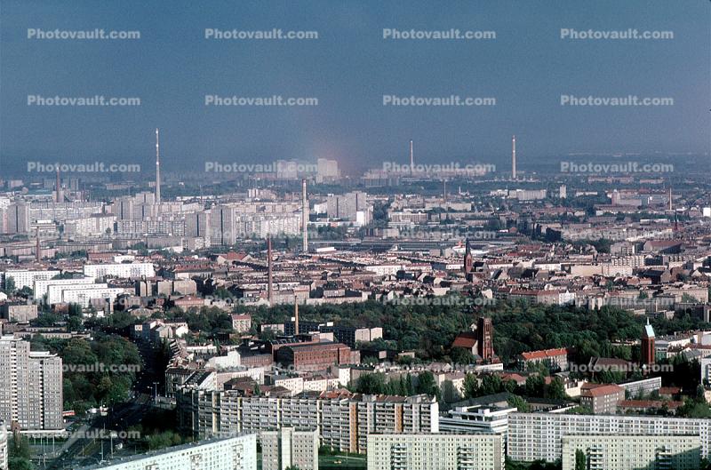 Berlin skyline, buildings, smokestacks