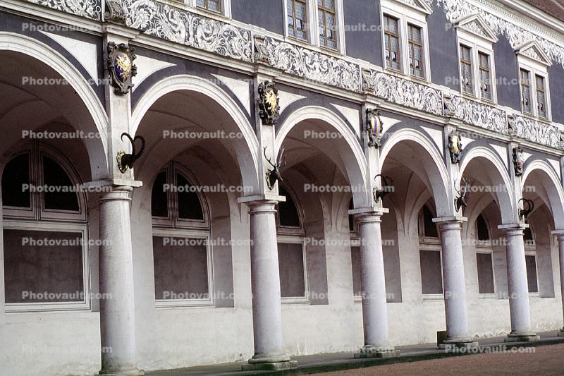 arches, classic building, The Johanneum, 16th-century Renaissance building, former royal stables, Dresden