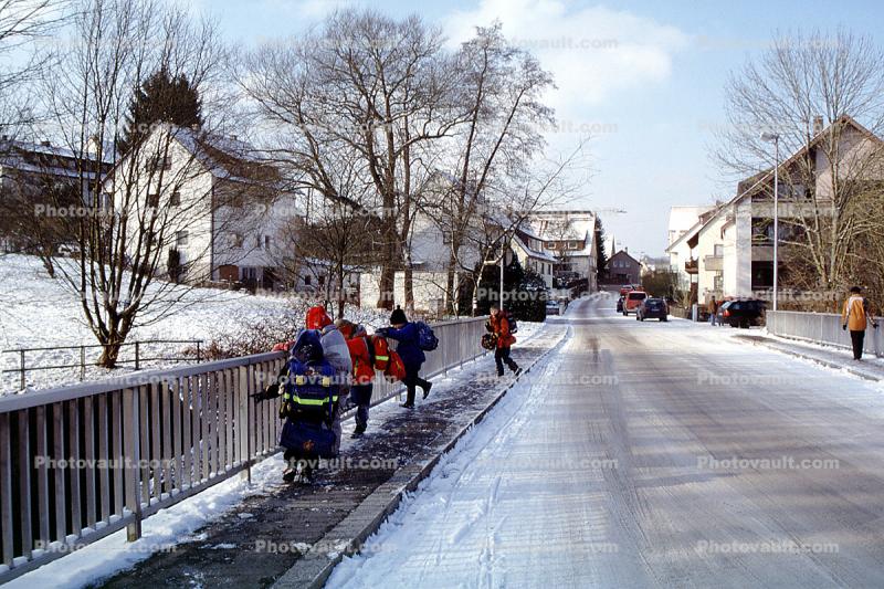Cold, Snow, Ice, Children, Winter, Osfildern, Germany
