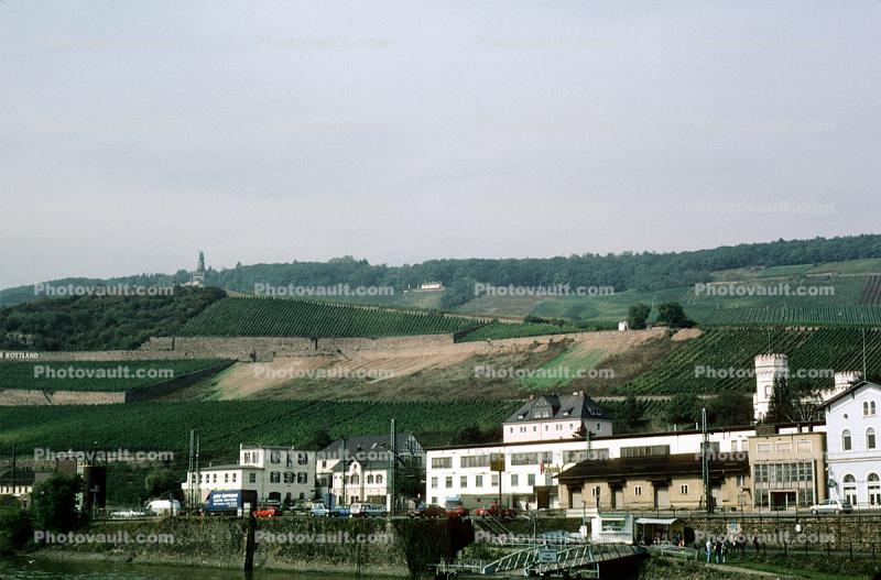 Castle, Homes, Houses, Village, Town, Hilltop, Mountains, north of Mainz, Rhine River, (Rhein)