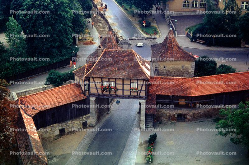 Town Wall, Gateway, Entryway, Red Rooftop, Street, Gate, Entrance, Rothenburg ob der Tauber, Bavaria, Middle Franconia, Ansbach