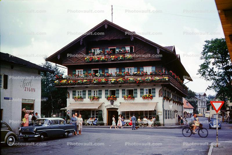 Wall Art, Luftlmalerei, wall-painting, Oberammergau, Garmisch-Partenkirchen, Bavaria, August 1959