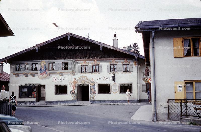 Fairytale, Oberammergau, Bavaria, Garmisch-Partenkirchen, L?ftlmalerei, Wall Art, Luftlmalerei, wall-painting, August 1959