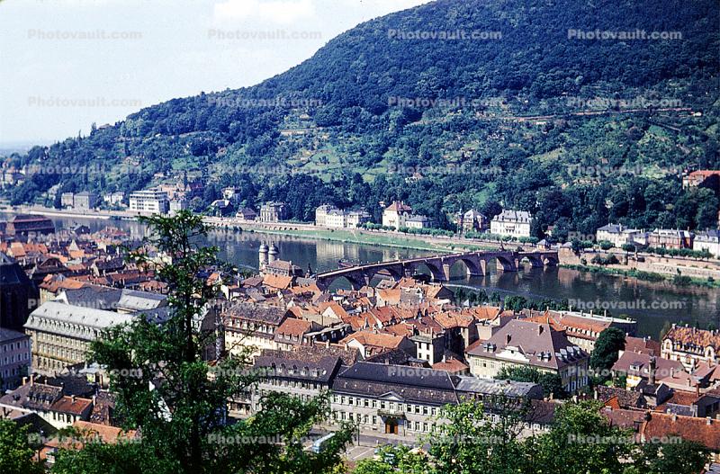 Heidelberg, River Nekar, Baden-W?rttemberg, Karlsruhe, Oldenwald, August 1959