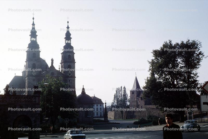 Cathedral of Fulda, Twin Steeple Towers, spire,  buildings, Fulda, Hesse, Kassel