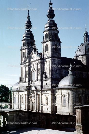 Cathedral of Fulda, Twin Steeple Towers, spire,  buildings, Fulda, Hesse, Kassel