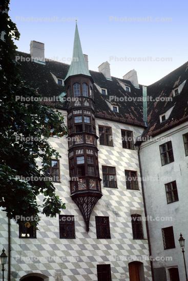 Ornate walls, spire, building, Bavaria, opulant
