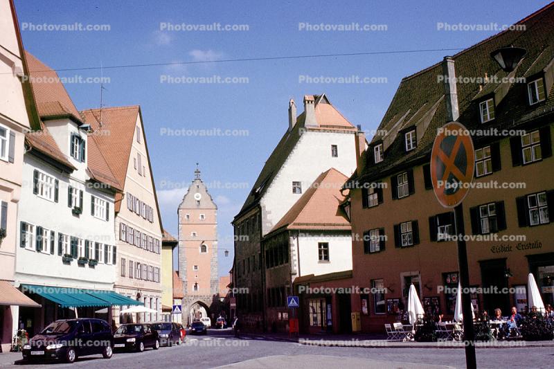 Cafes, Tower, Street, Dinkelsbuhl, Bavaria