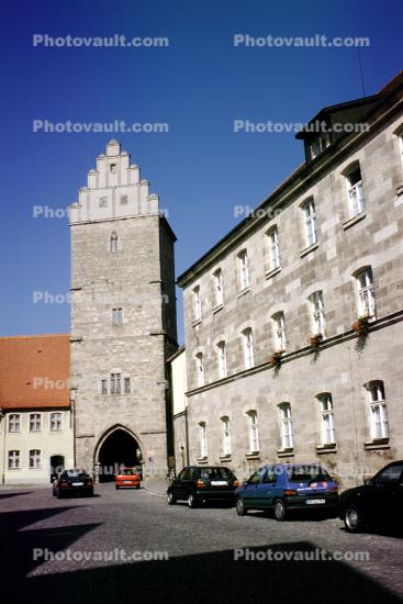 Tower, Dithered, jaggies, Dinkelsbuhl, Bavaria, Building, Street