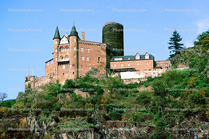 Katz Castle, Burg Katz, Hilltop, Mountain, Ledge, Saint Goarshausen, Rhineland-Palatinate, Rhine River Gorge, (Rhein), Rhine River, (Cat) 
