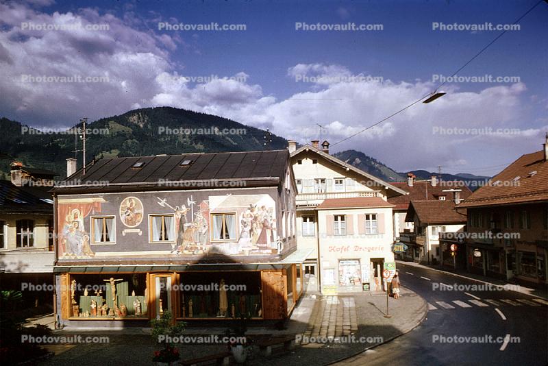Street, Home, House, Painting, Fairytale, Oberammergau, Bavaria, Garmisch-Partenkirchen, L?ftlmalerei, Wall Art, Luftlmalerei, wall-painting