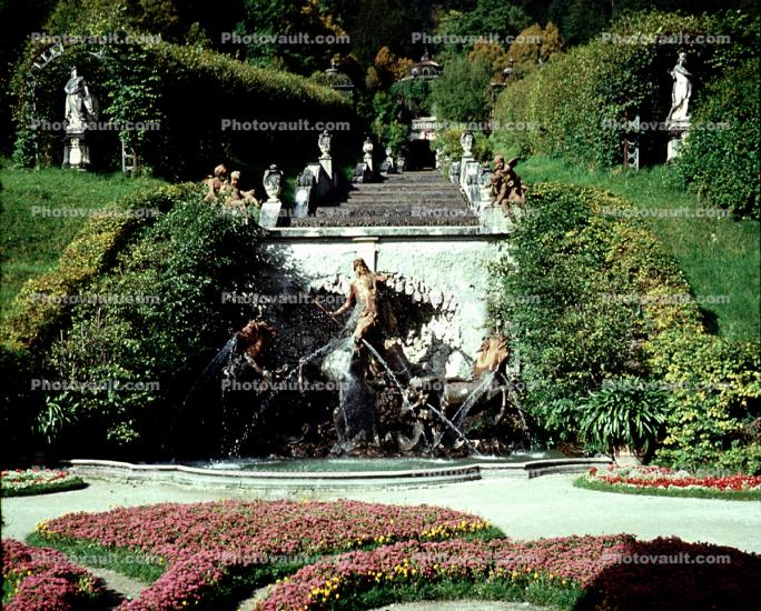 Water Fountain, aquatics, Gardens, Statue, Castle, Linderhof Palace, Schloss, Museum, Ettal, Bavaria