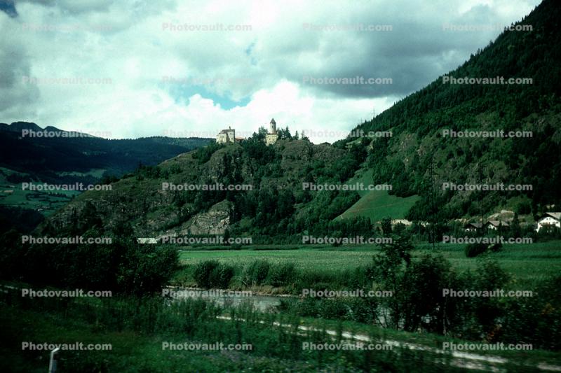 Castle, Hillside, Mountains, Alps