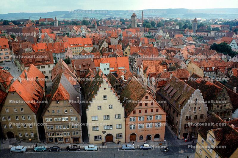 Red Rooftops, Homes, Houses, Buildings, Town, City, Rothenburg ob der Tauber, Bavaria, Middle Franconia, Ansbach