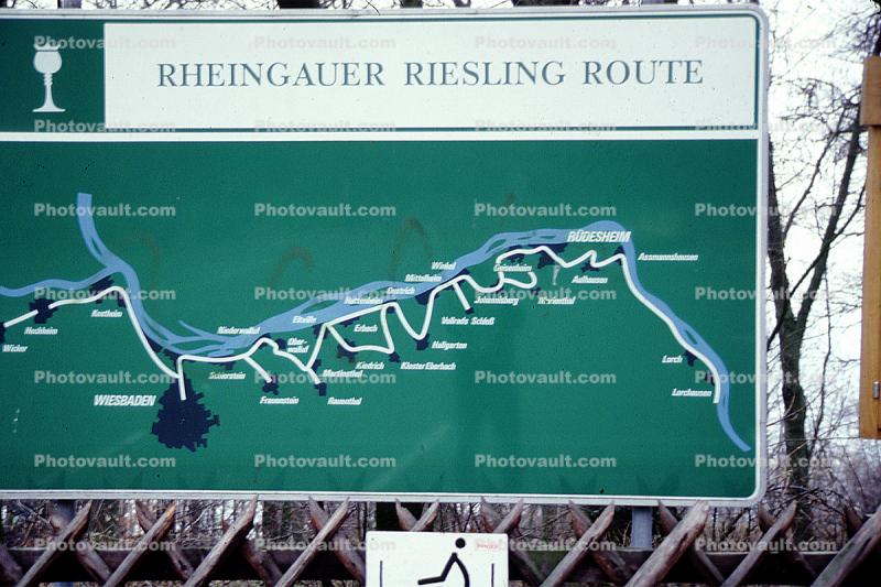 Weisbaden, Map, Castles, Rhine River, (Rhein)