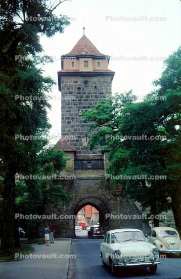 Tower, Car, Rothenburg ob der Tauber, Bavaria, Middle Franconia, Ansbach, Cars, automobile, vehicles, vehicle