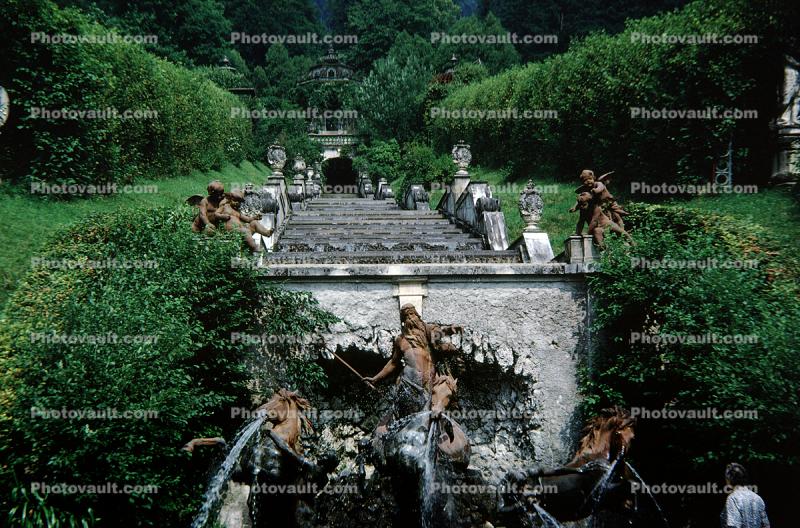 Stairs, steps, Water Fountain, Linderhof Palace, Schloss, Museum, Ettal, Bavaria